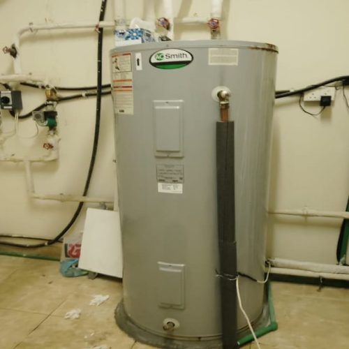 Gray water heater in basement